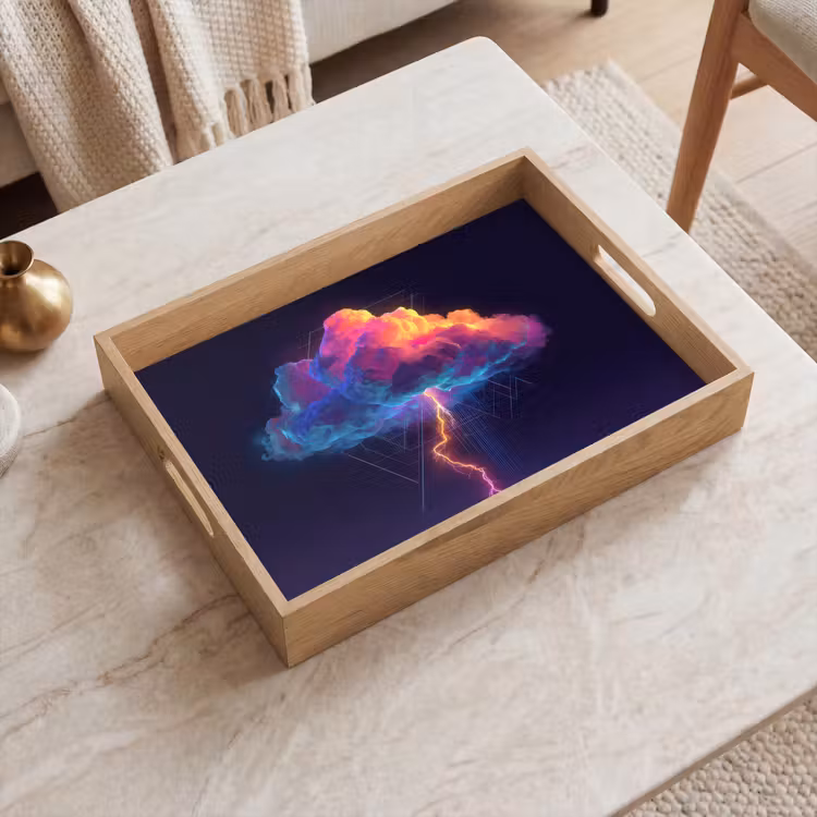 Vassoio - Nube di tuono - Fulmine - Luce - Blu — 2