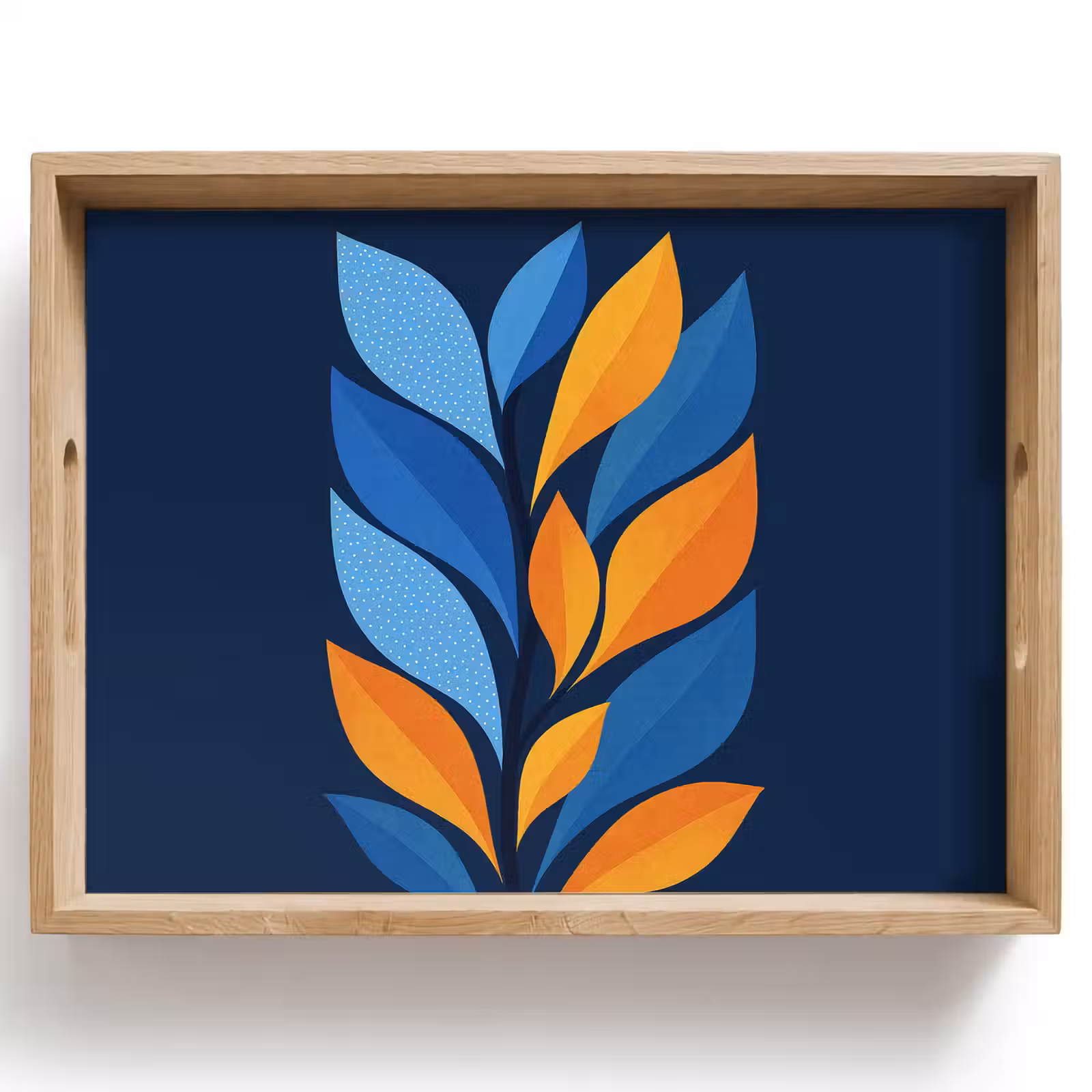 Vassoio - Astratto - Foglie - Blu — 1