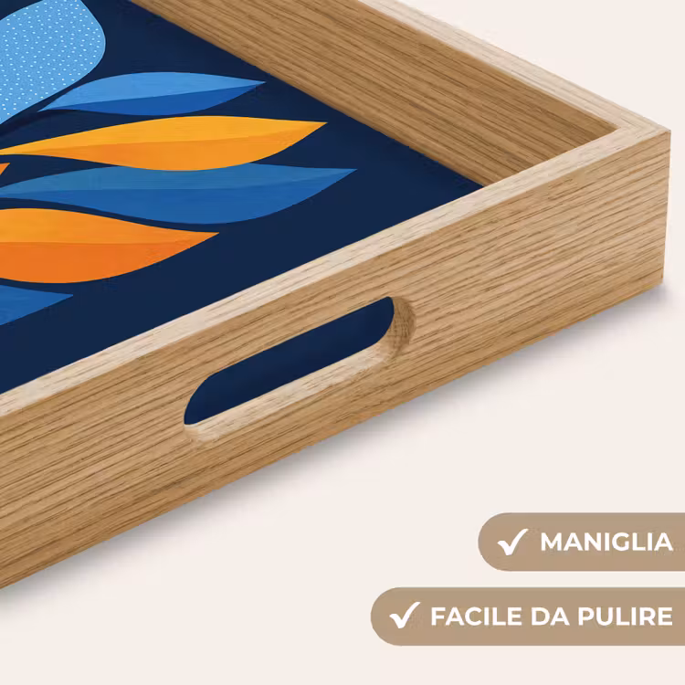 Vassoio - Astratto - Foglie - Blu — 8