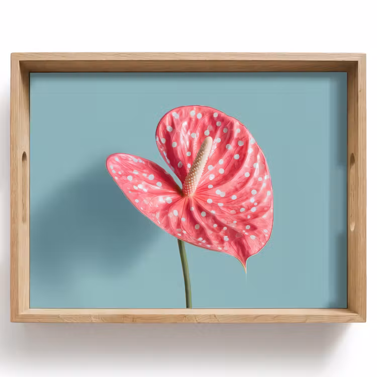 Vassoio - Foglia - Anthurium - Puntini - Rosa — 1