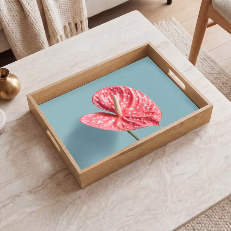 Vassoio - Foglia - Anthurium - Puntini - Rosa — 2