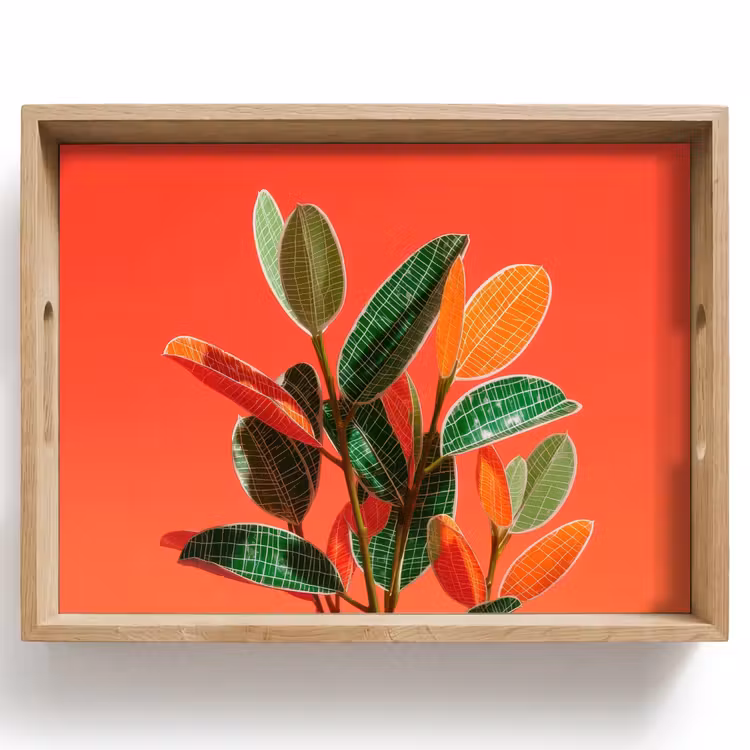 Vassoio - Foglie - Venature - Arancio - Struttura — 1