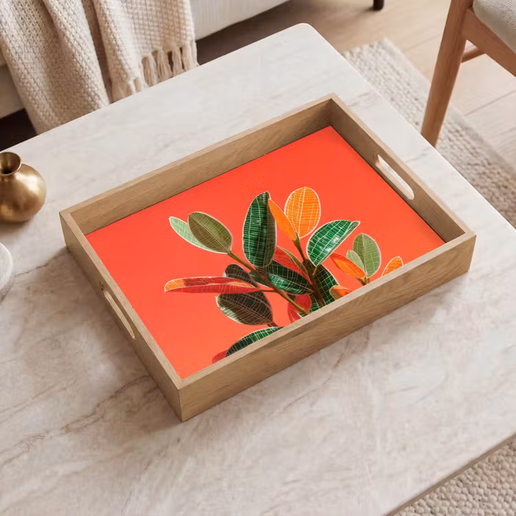 Vassoio - Foglie - Venature - Arancio - Struttura — 2