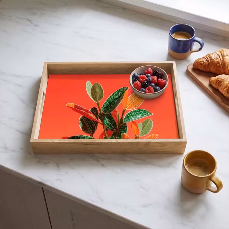 Vassoio - Foglie - Venature - Arancio - Struttura — 3