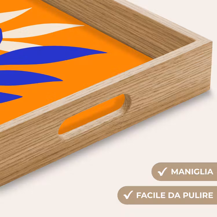 Vassoio - Rami - Foglie - Minimalista - Blu — 8