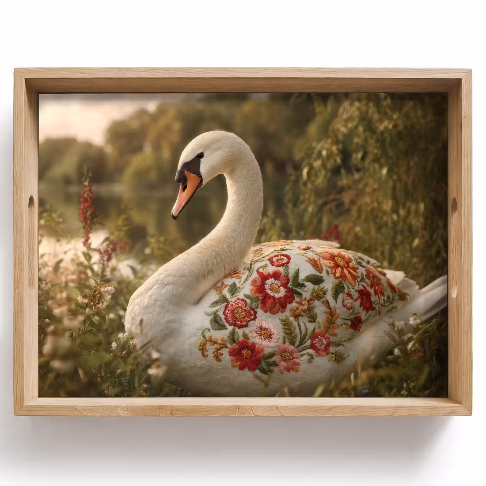 Vassoio - Cigno - Fiori - Natura — 1