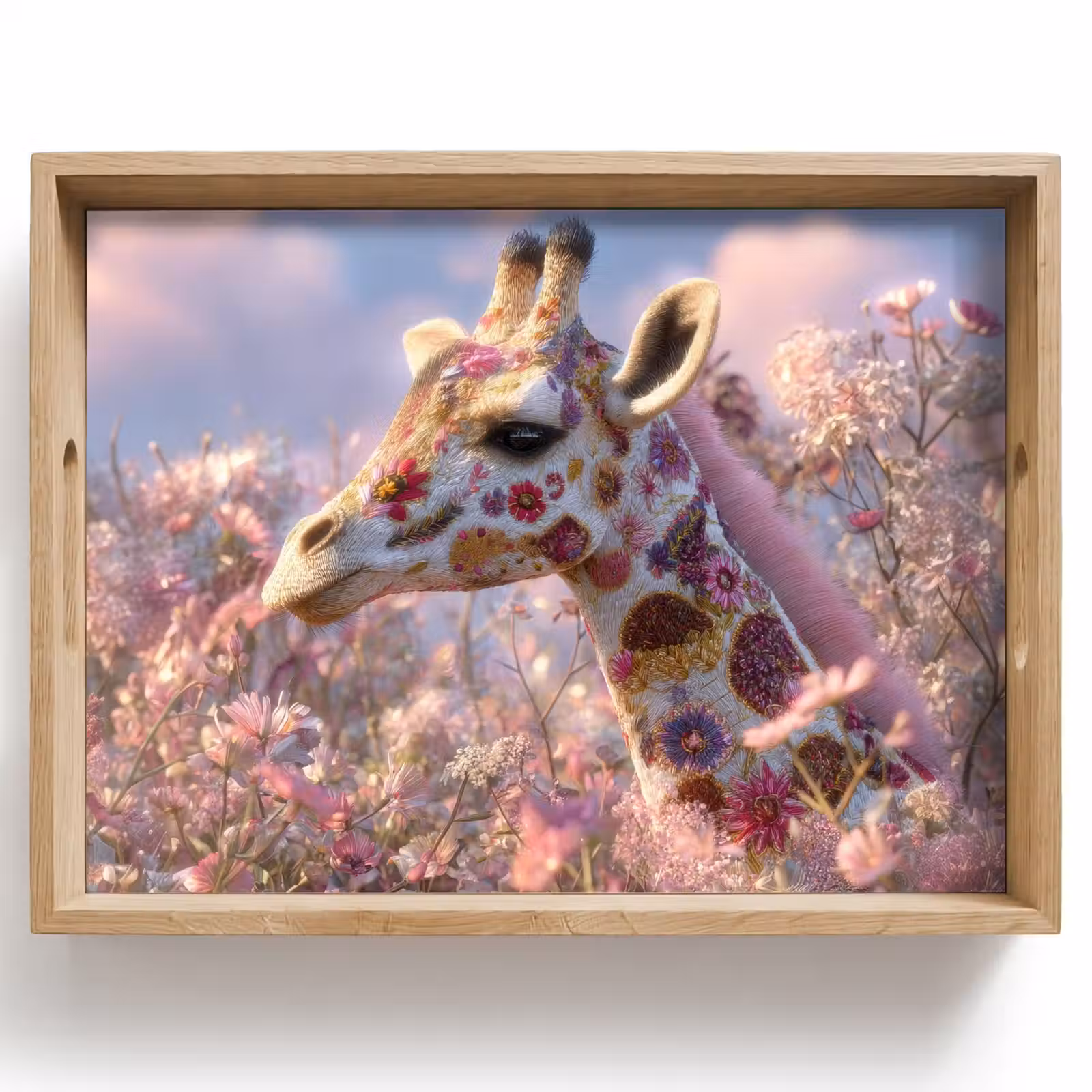 Vassoio - Giraffa - Fiori - Rosa — 1