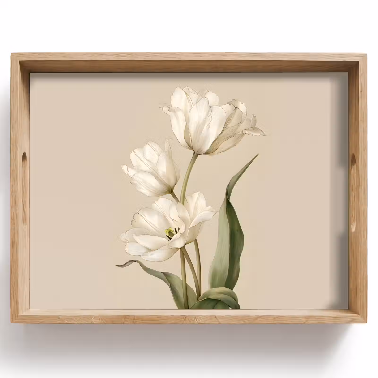 Vassoio - Tulipani - Bianco - Foglie — 1