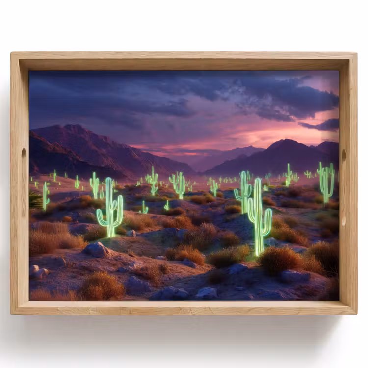 Vassoio - Cactus al neon - Deserto - Tramonto — 1
