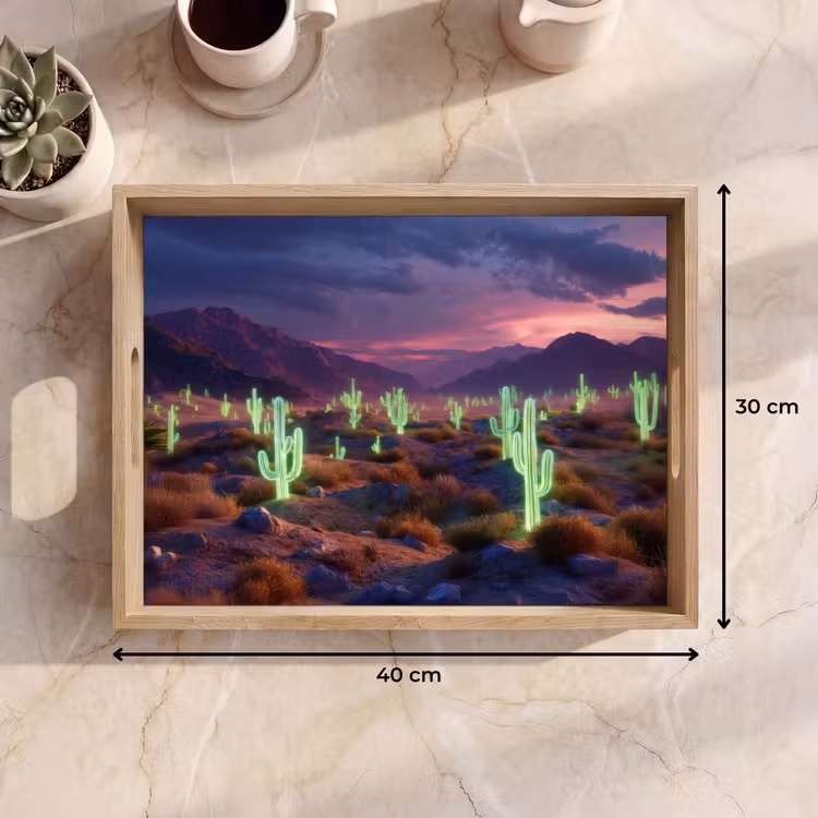 Vassoio - Cactus al neon - Deserto - Tramonto — 7