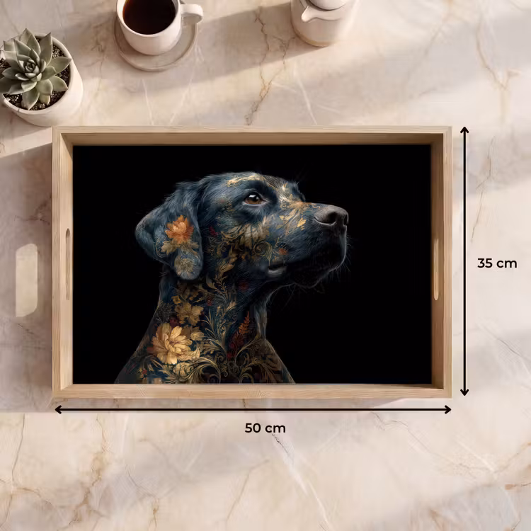Vassoio - Cane - Nero - Fiori — 7