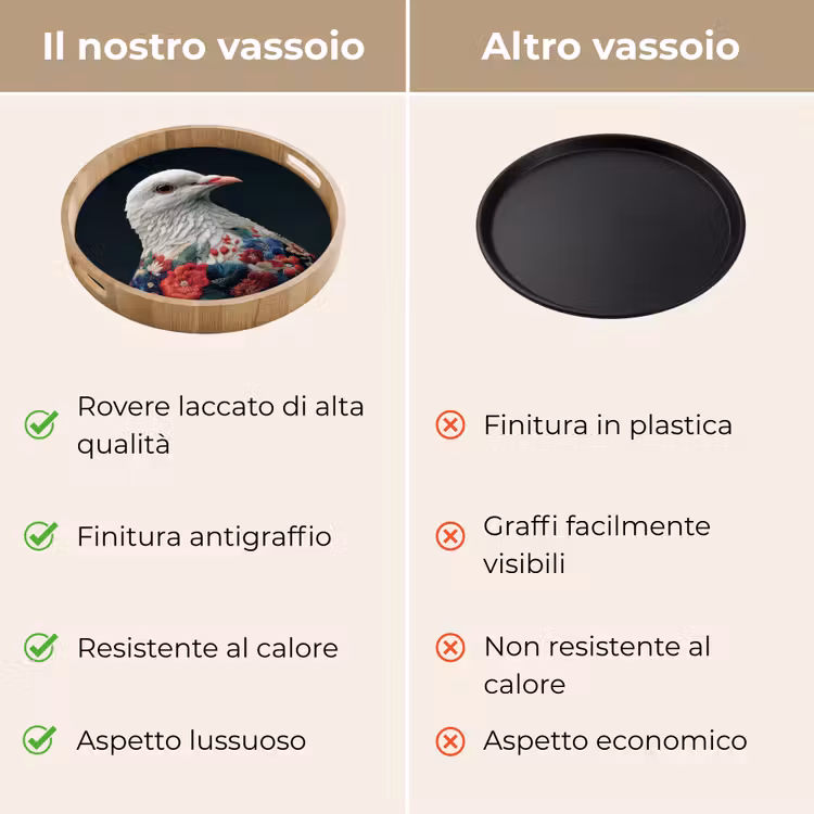 Vassoio - Colomba - Fiori - Bianco - Nero — 9