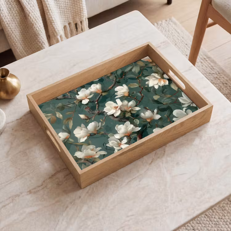 Vassoio - Fiori - Rami - Bianco - Classico — 2