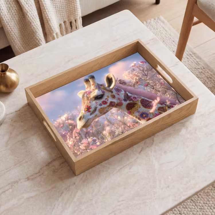 Vassoio - Giraffa - Fiori - Rosa — 2