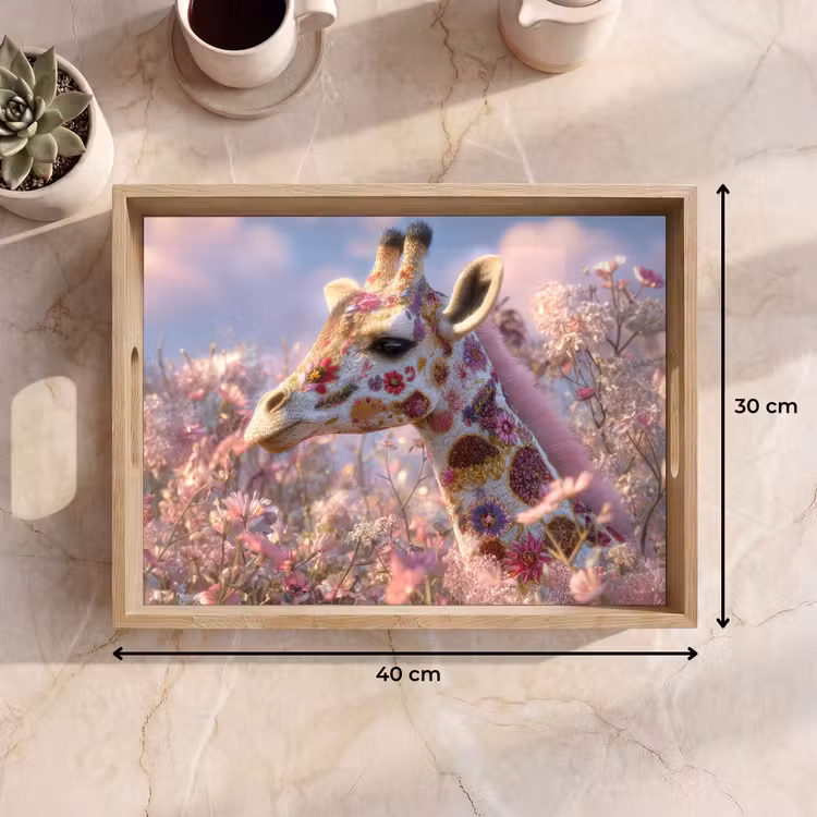Vassoio - Giraffa - Fiori - Rosa — 7