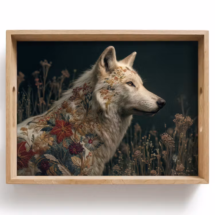 Vassoio - Lupo - Fiori - Natura — 1