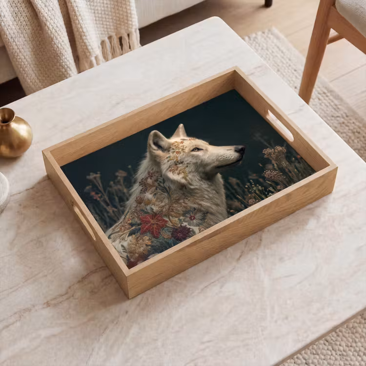 Vassoio - Lupo - Fiori - Natura — 2