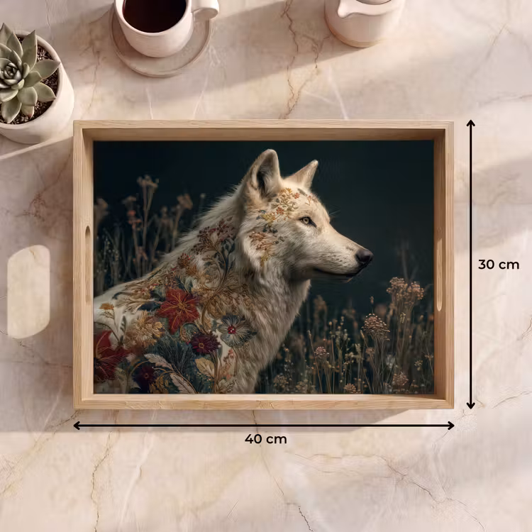 Vassoio - Lupo - Fiori - Natura — 7