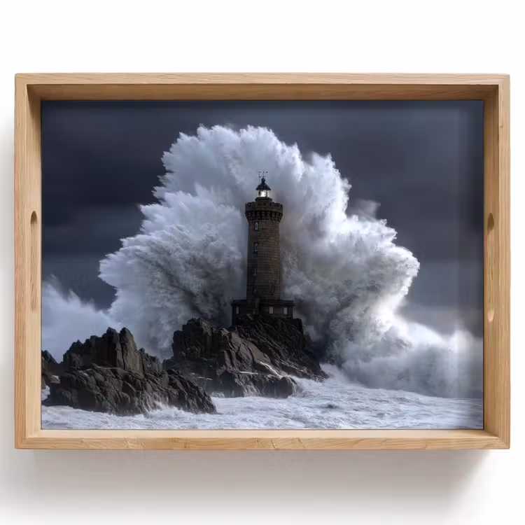 Vassoio - Onda - Faro - Acqua schiumosa — 1