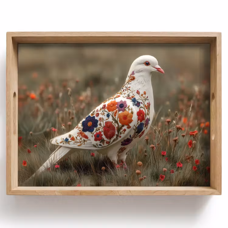 Vassoio - Piccione - Fiori - Natura — 1