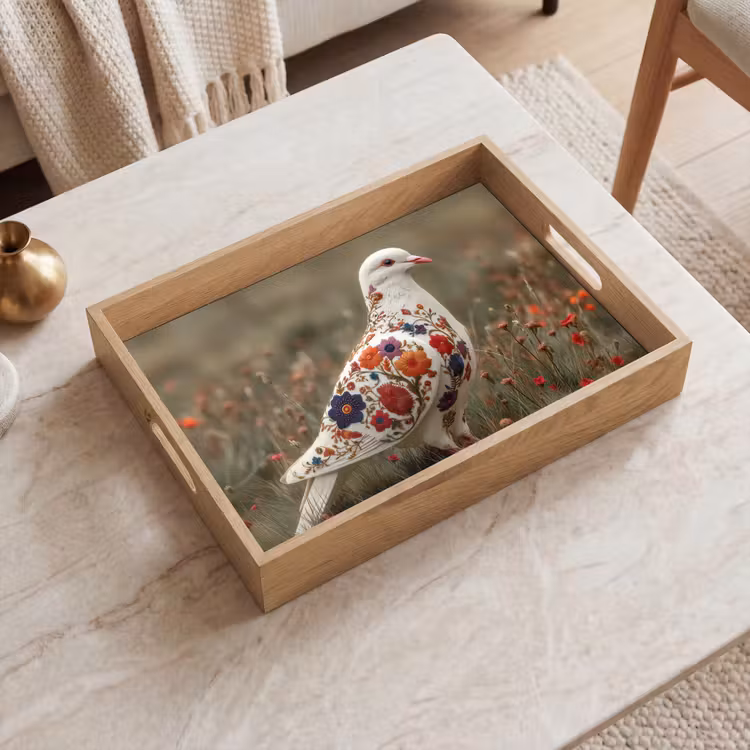 Vassoio - Piccione - Fiori - Natura — 2