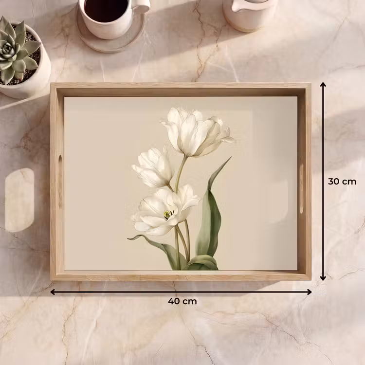 Vassoio - Tulipani - Bianco - Foglie — 7