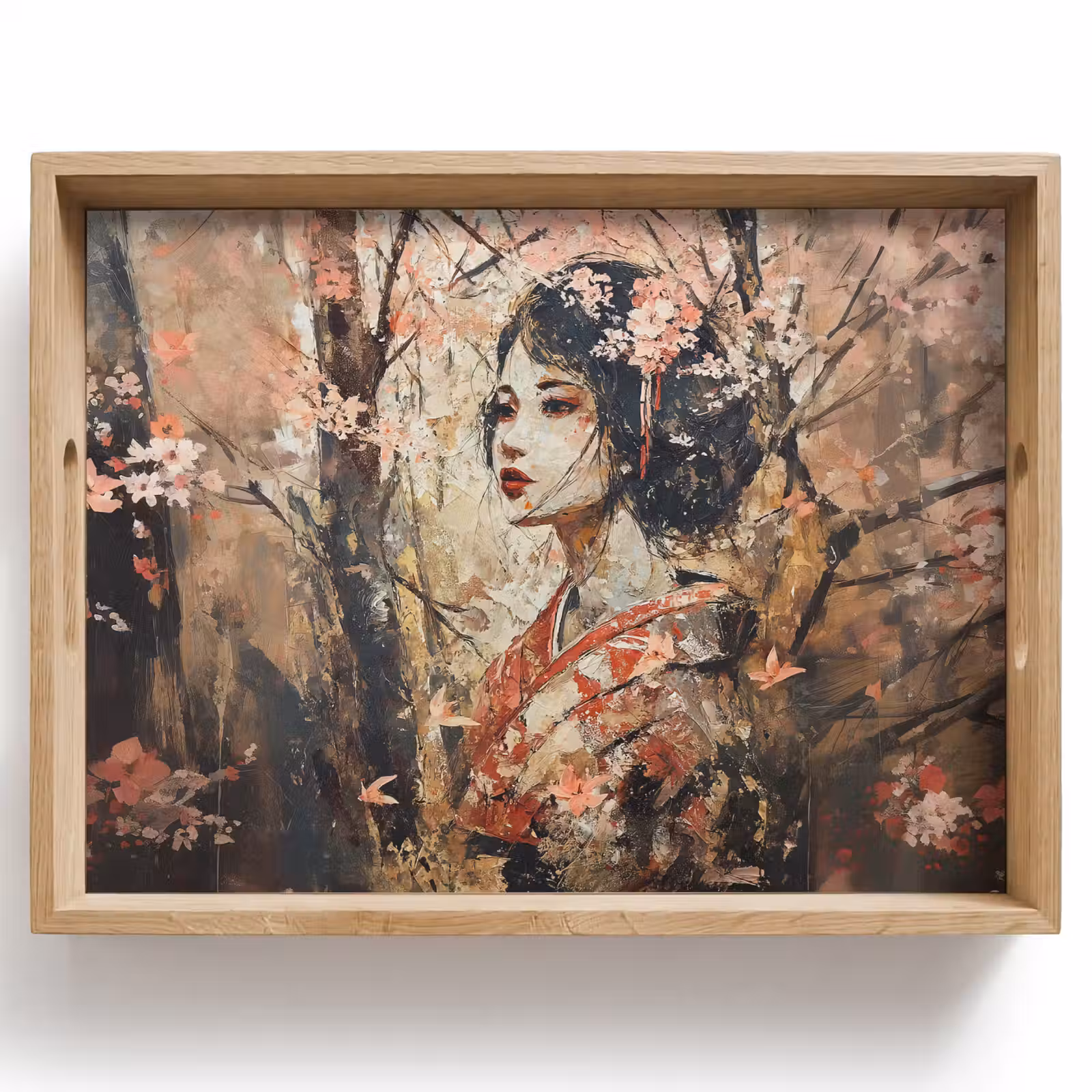 Vassoio - Kimono - Donna - alberi di ciliegio — 1