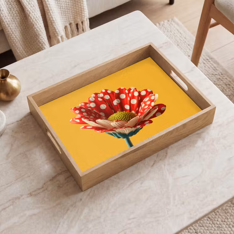 Vassoio - Fiore - Rosso - Puntini — 2