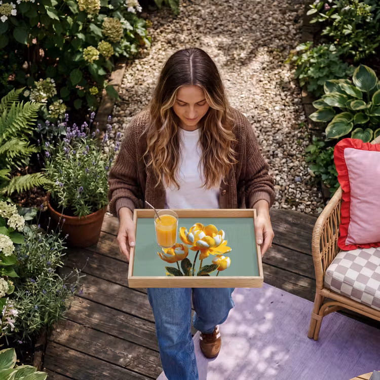 Vassoio - Fiori - Giallo - Foglie - Struttura — 6