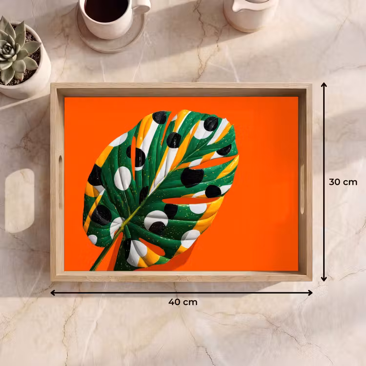 Vassoio - Foglia - Arancione - Puntini - Colorato — 7