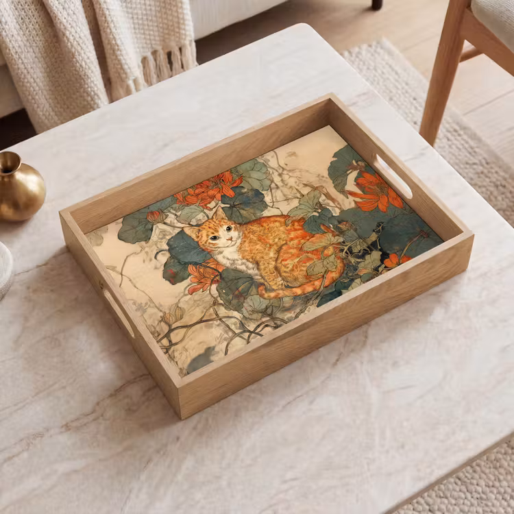 Vassoio - Gatto - Ornamentale - Fiori — 2