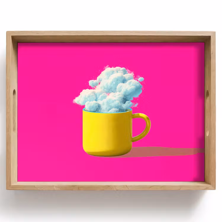 Vassoio - Tazza - Nuvole - Rosa - Minimalista — 1