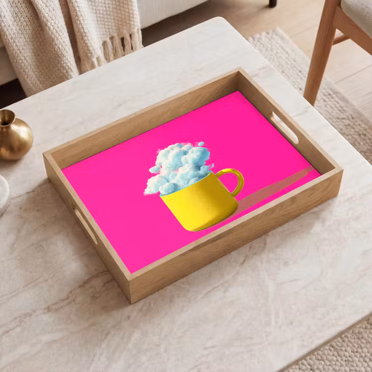 Vassoio - Tazza - Nuvole - Rosa - Minimalista — 2