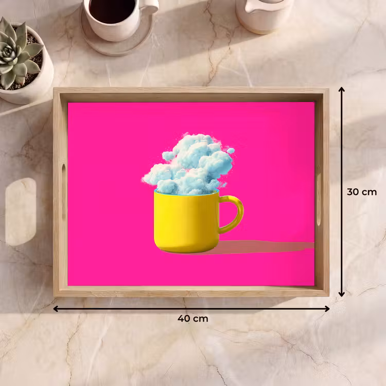 Vassoio - Tazza - Nuvole - Rosa - Minimalista — 7