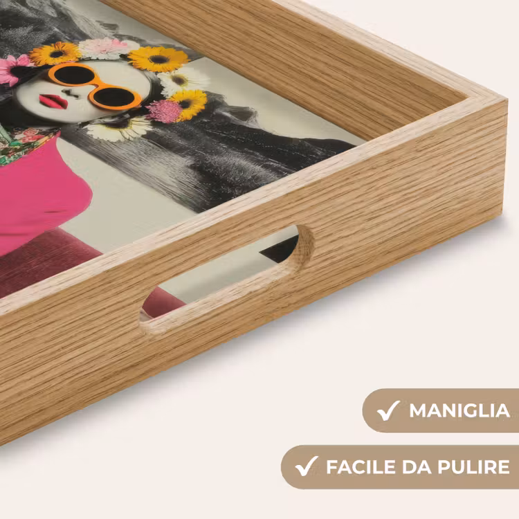 Vassoio - Donna - Gatto - Fiori - Tazza - Retro — 8