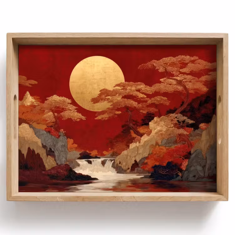 Vassoio - Luna piena - Paesaggio - Cascata — 1