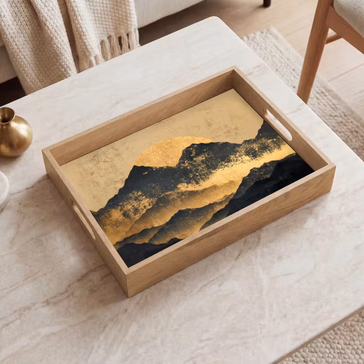 Vassoio - Montagne d'oro al chiaro di luna — 2