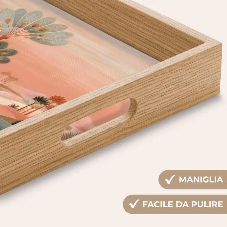Vassoio - Paesaggio rosa - Palme - Acqua — 8