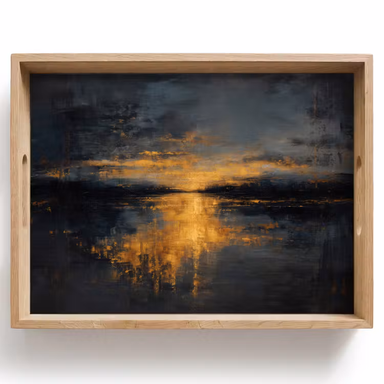 Vassoio - Riflesso dorato sull'acqua — 1
