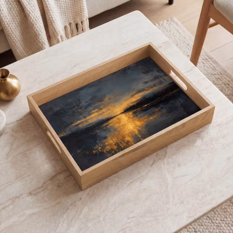 Vassoio - Riflesso dorato sull'acqua — 2