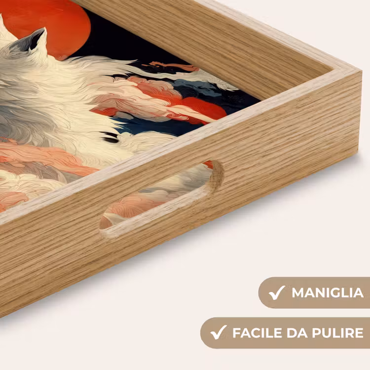 Vassoio - Volpe bianca - nuvole - luna — 8