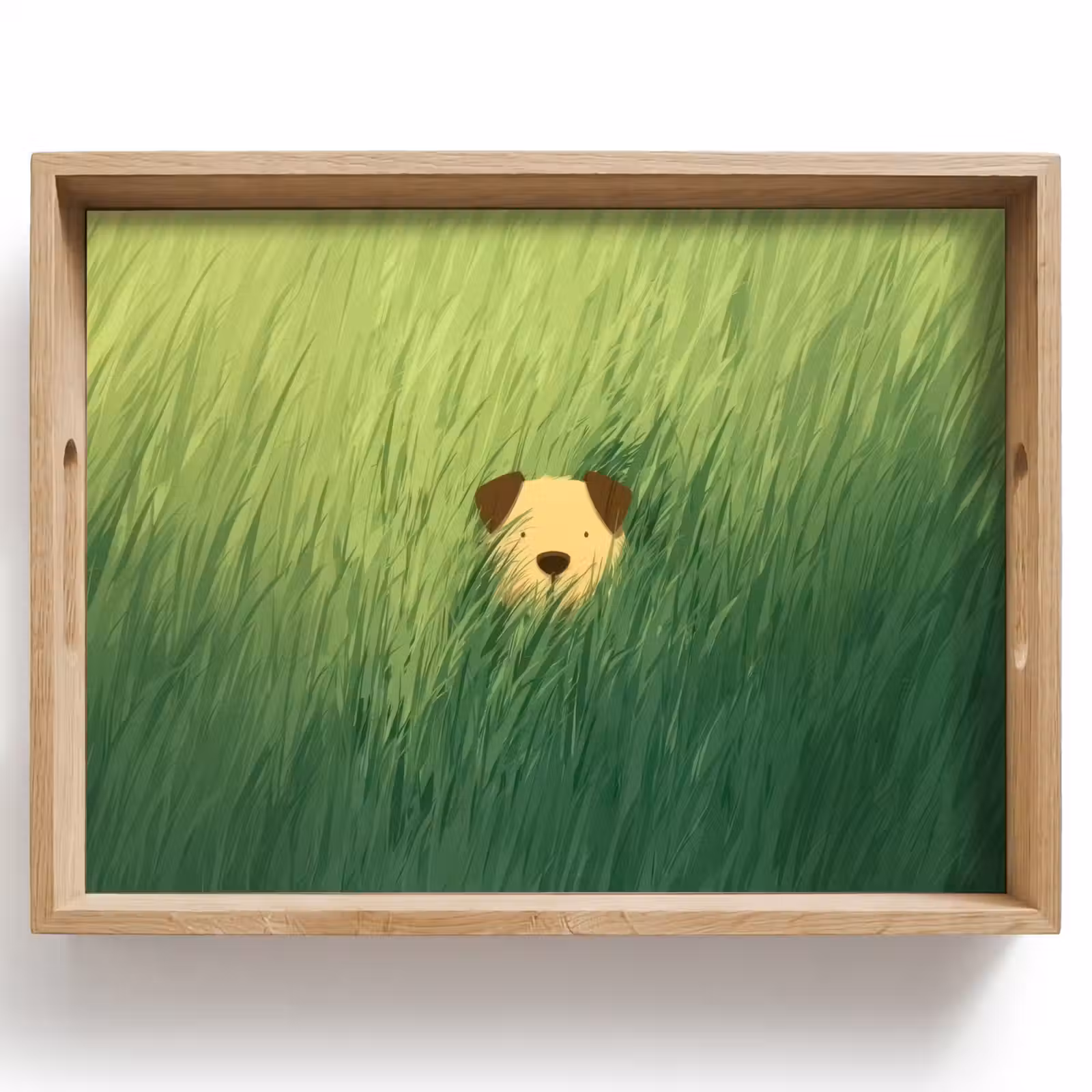 Vassoio - Cane - Erba - Orecchie - Marrone — 1