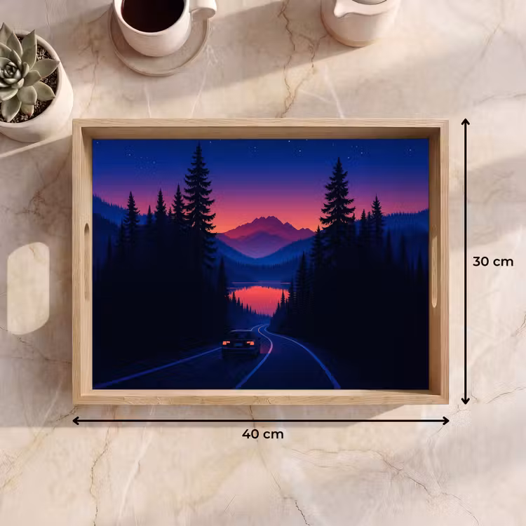 Vassoio - Auto - Pini scuri - Tramonto — 7