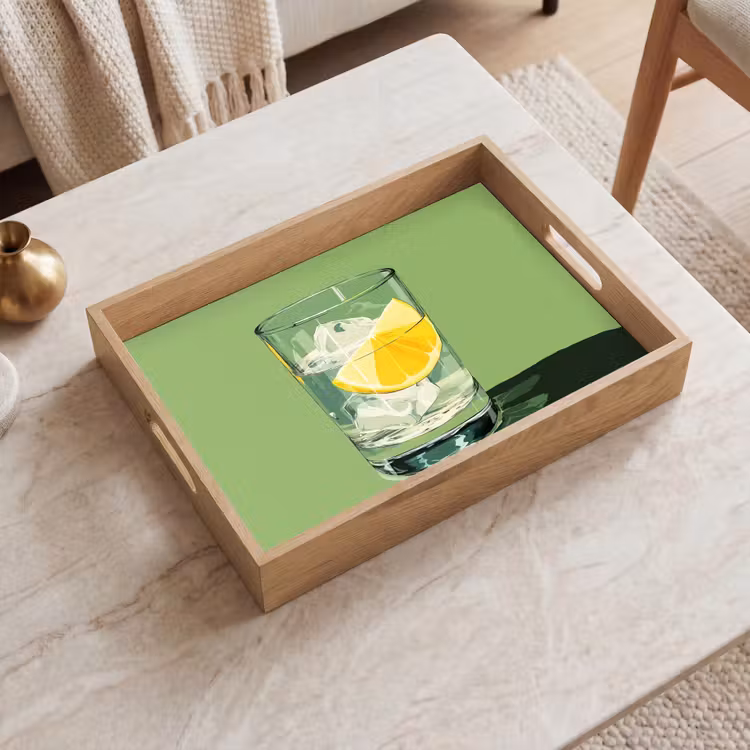 Vassoio - Bicchiere - Limone - Cubetti di ghiaccio - Verde — 2