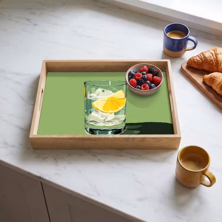 Vassoio - Bicchiere - Limone - Cubetti di ghiaccio - Verde — 3