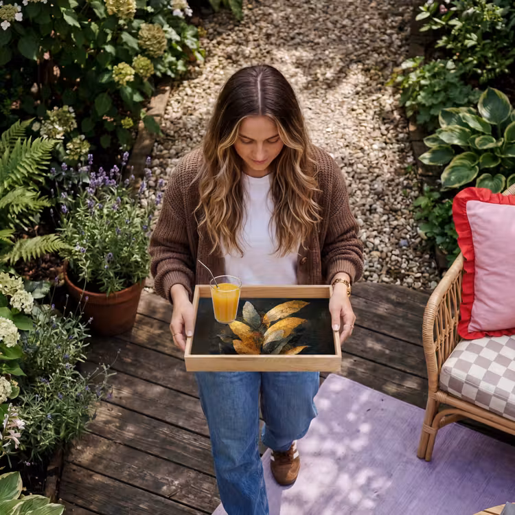 Vassoio - Composizione Foglia d'oro - Lusso botanico — 6