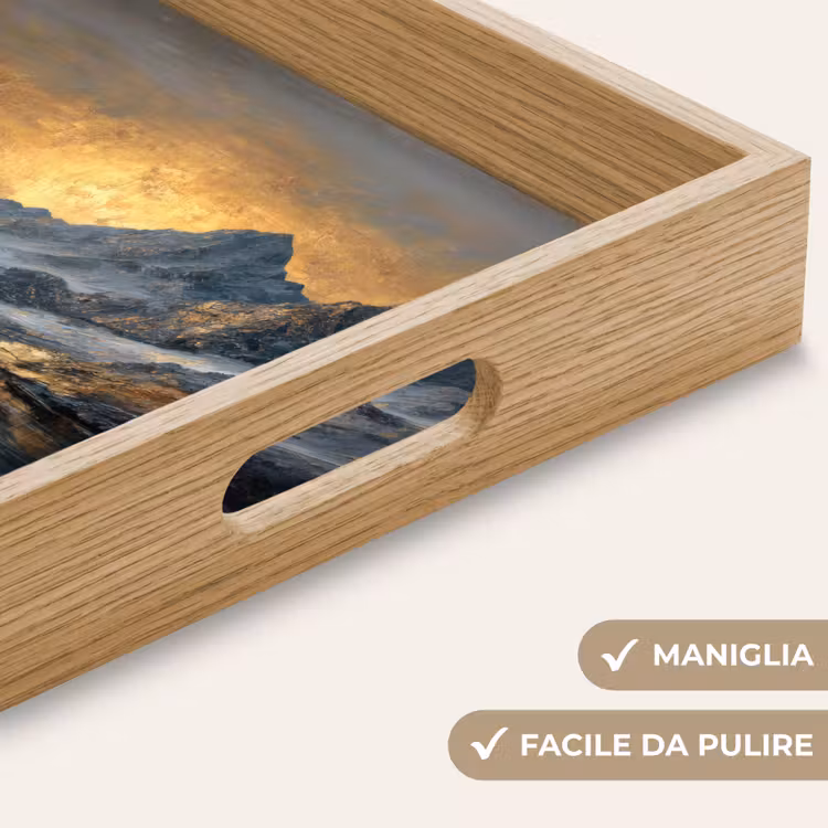 Vassoio - Paesaggio montano con tramonto dorato — 8