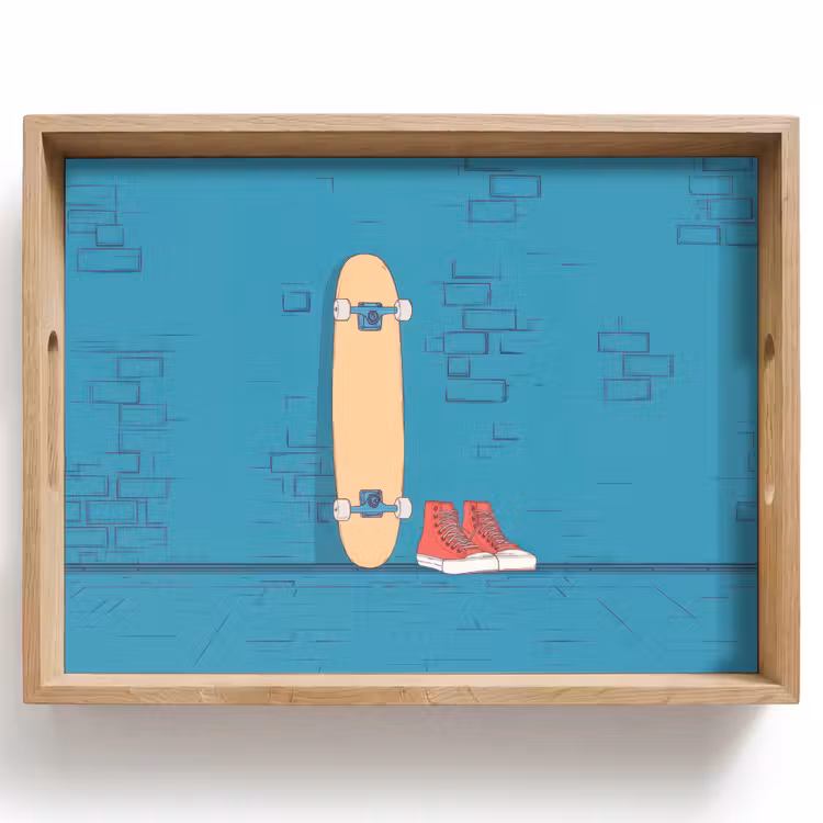 Vassoio - Skateboard - Scarpe da ginnastica - Rosso - Minimalista — 1