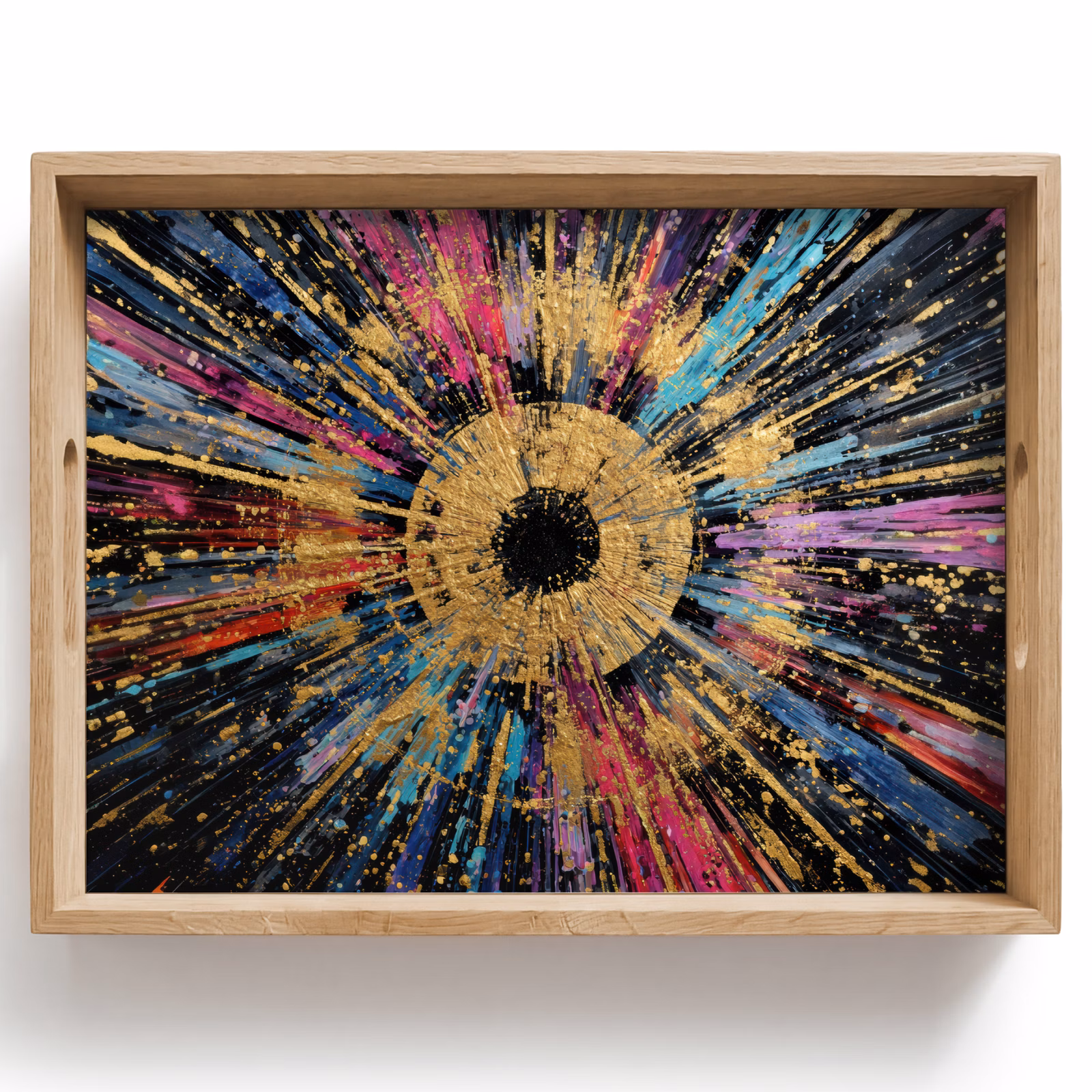 Vassoio - Esplosione - Oro - Colorato - Astratto — 1