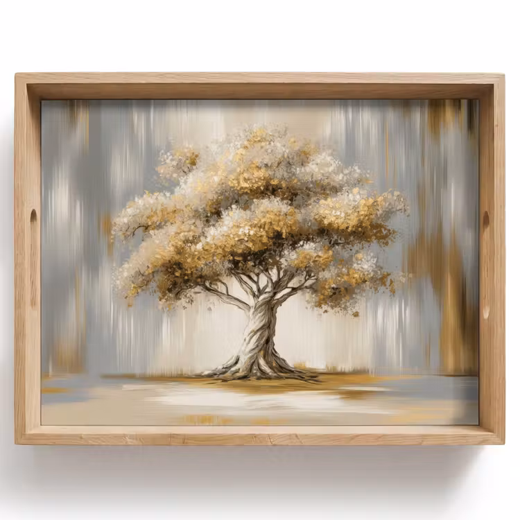 Vassoio - Albero - Foglie - Astratto - Bianco — 1